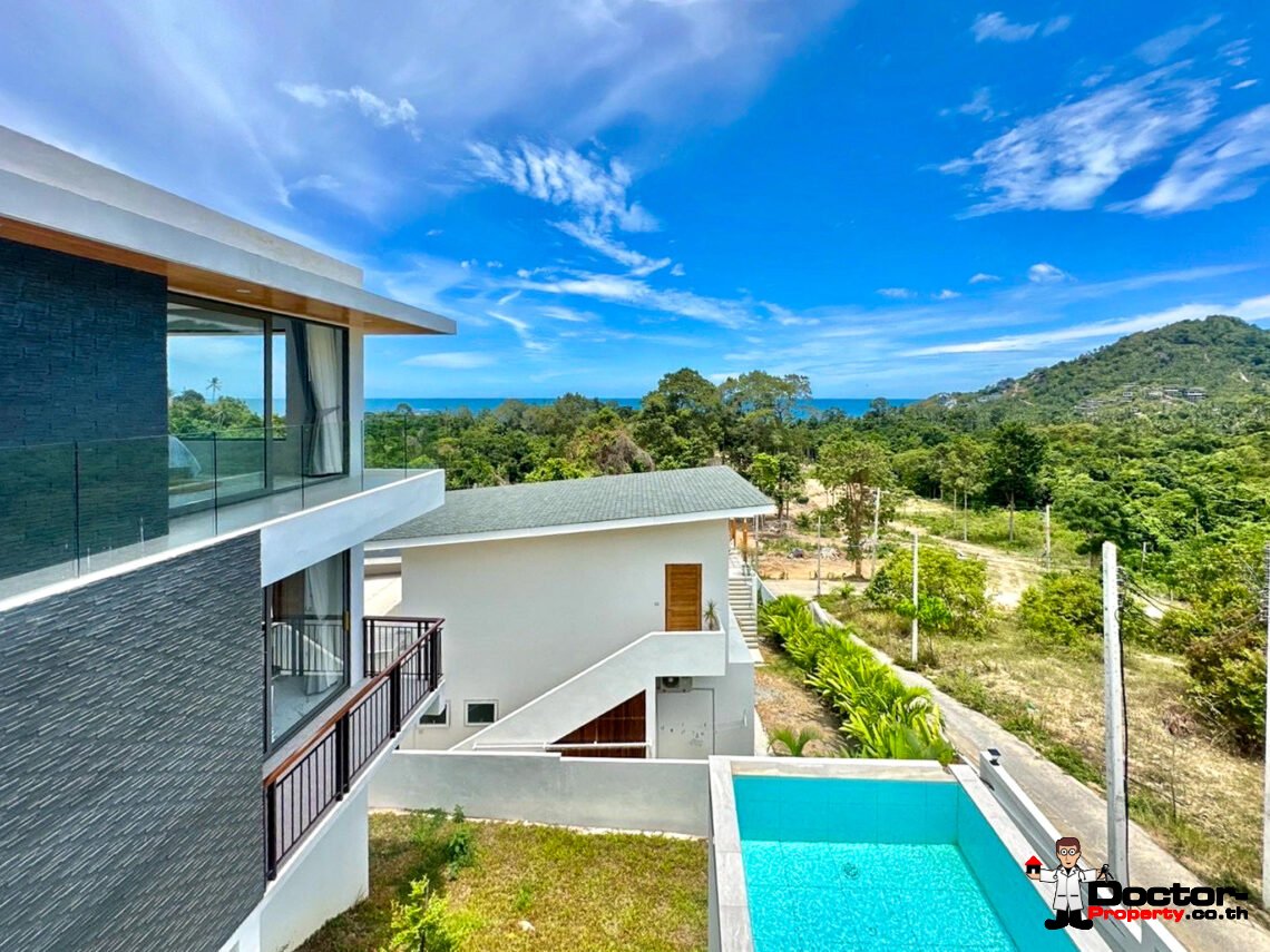 New 3 Bedrooms Pool Villa with Partial Sea View in Chaweng Noi, Koh Samui – For Sale